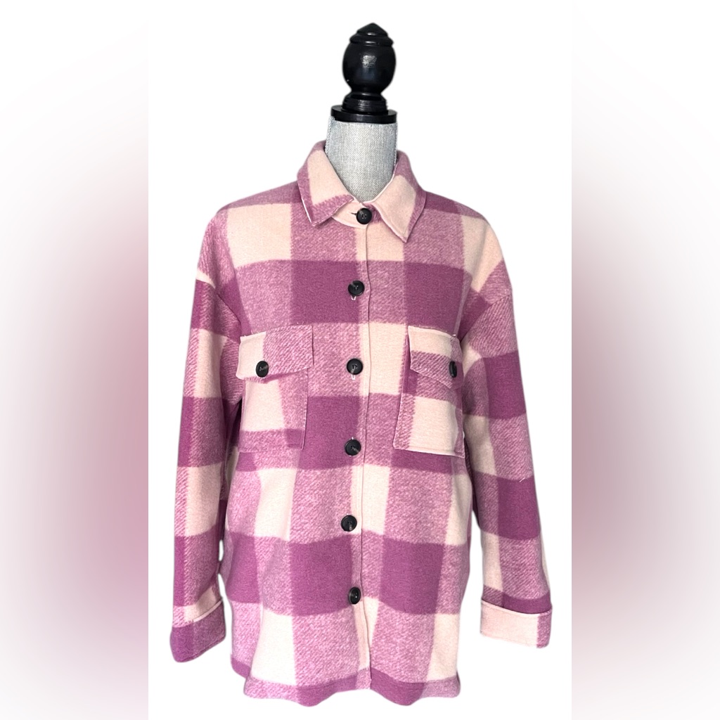 Elan Riley Lilac/Ivory Plaid 2 Front Pockets Jacket Size Medium-Nwt
